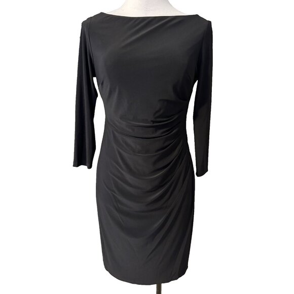 Ralph Lauren Dress 4 Black 3/4 Long Sleeve Stretch Washable Career Church - Picture 1 of 12